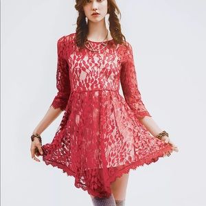 Free People Floral Mesh Lace Dress